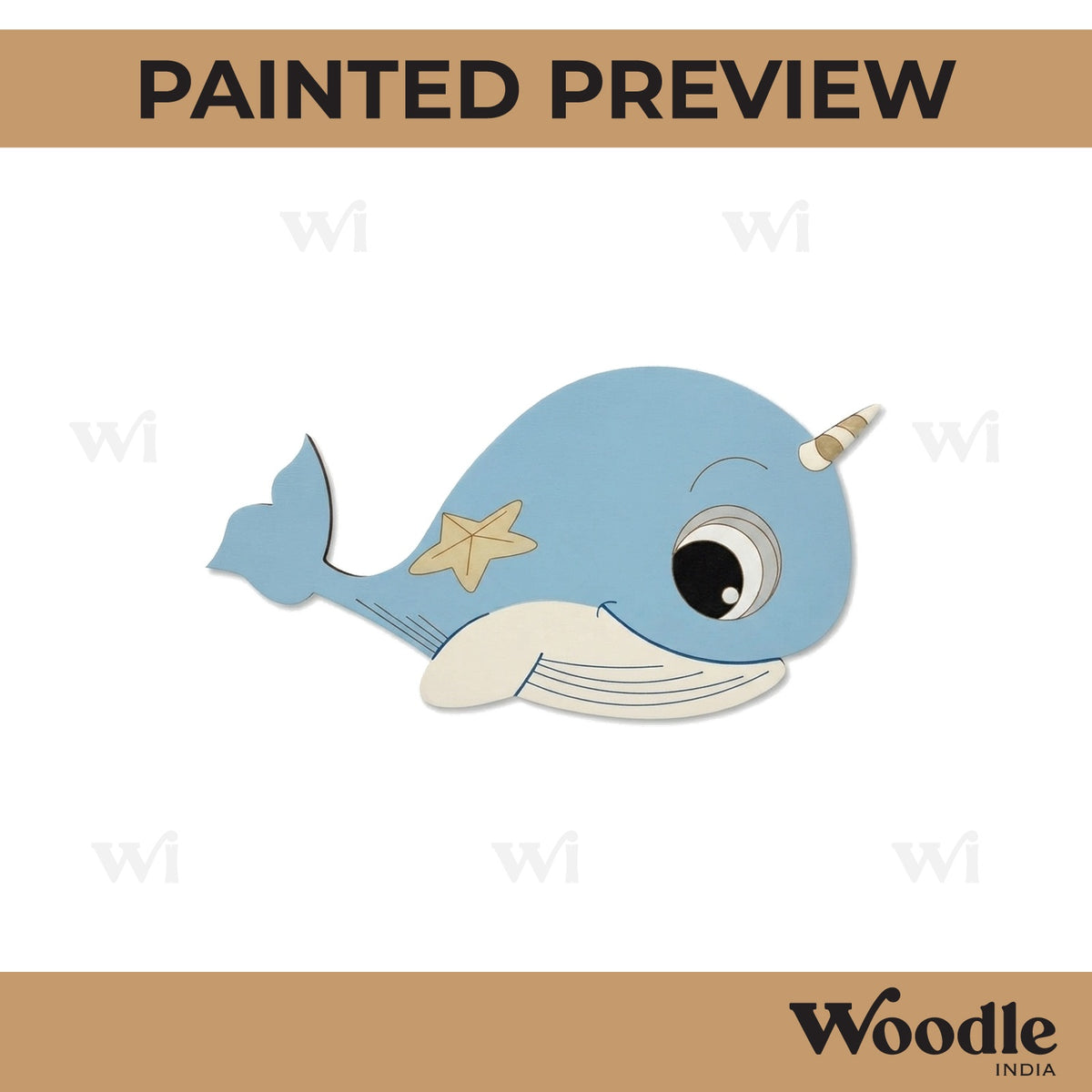 Cartoon Whale Pre Marked MDF Design 2