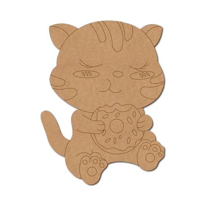 Cat Eating Donut Pre Marked MDF Design 1