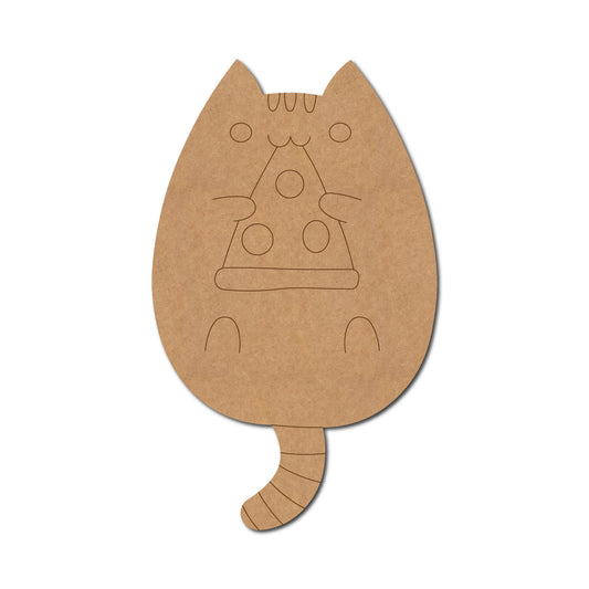 Cat Eating Pizza Pre Marked MDF Design 1