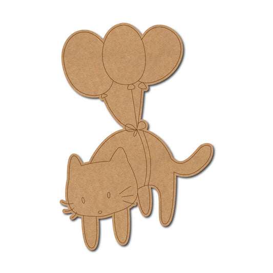 Cat Flying With Balloons Pre Marked MDF Design 1