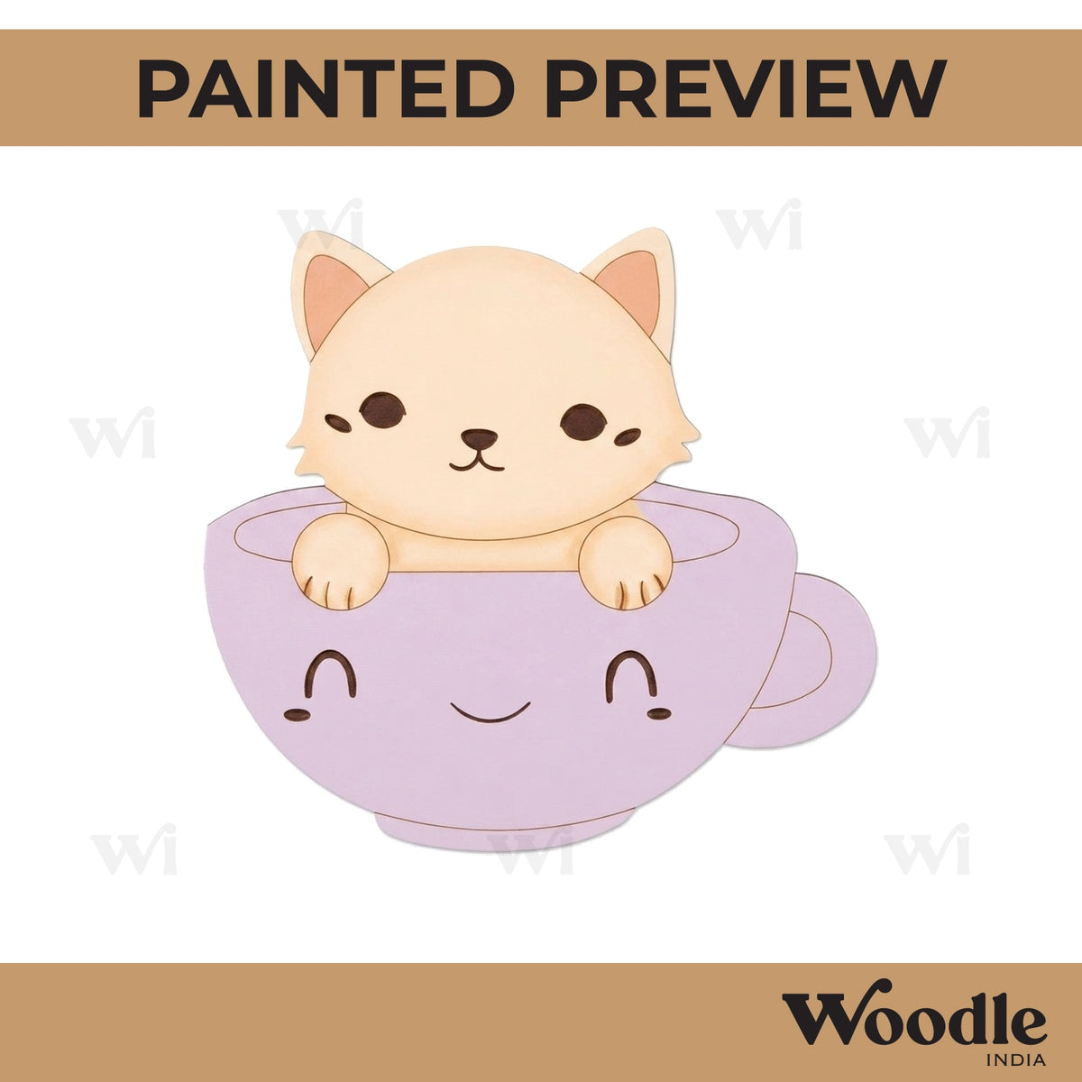 Cat In Cup Pre Marked MDF Design 1