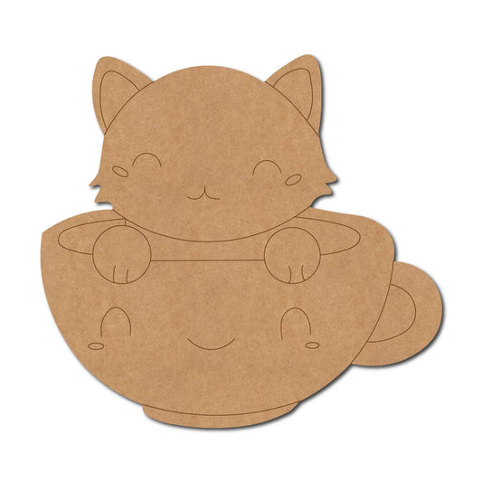 Cat In Cup Pre Marked MDF Design 1