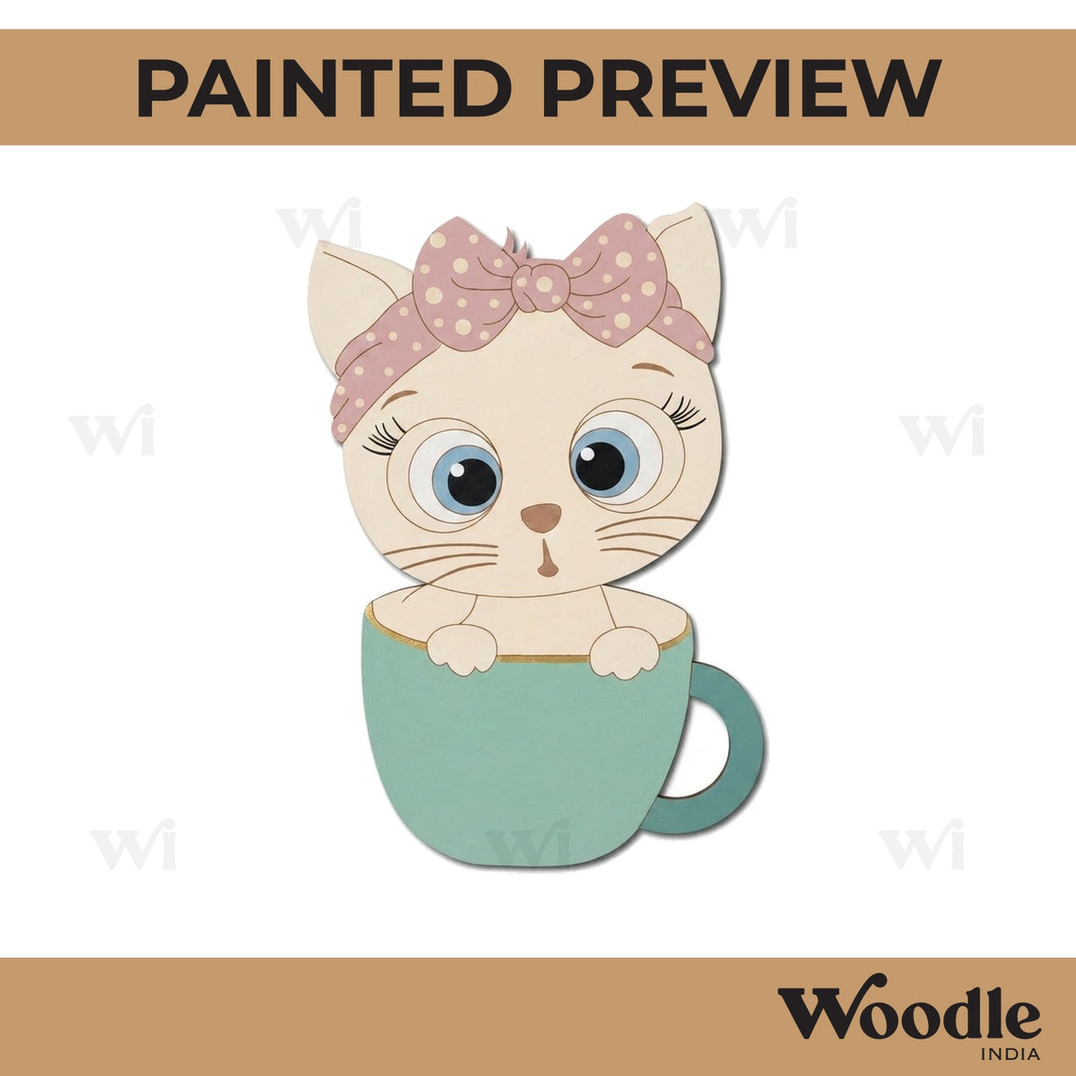 Cat In Cup Pre Marked MDF Design 2