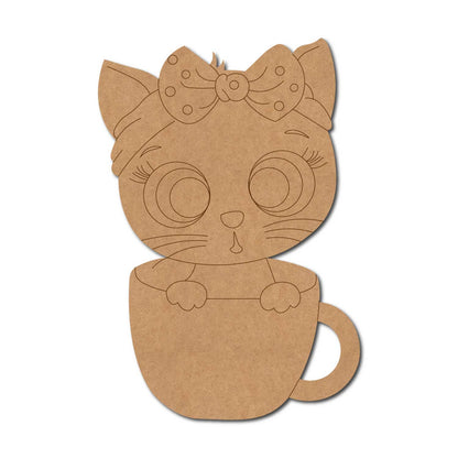 Cat In Cup Pre Marked MDF Design 2