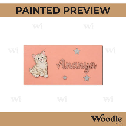Cat Kids Nameplate MDF Design 1