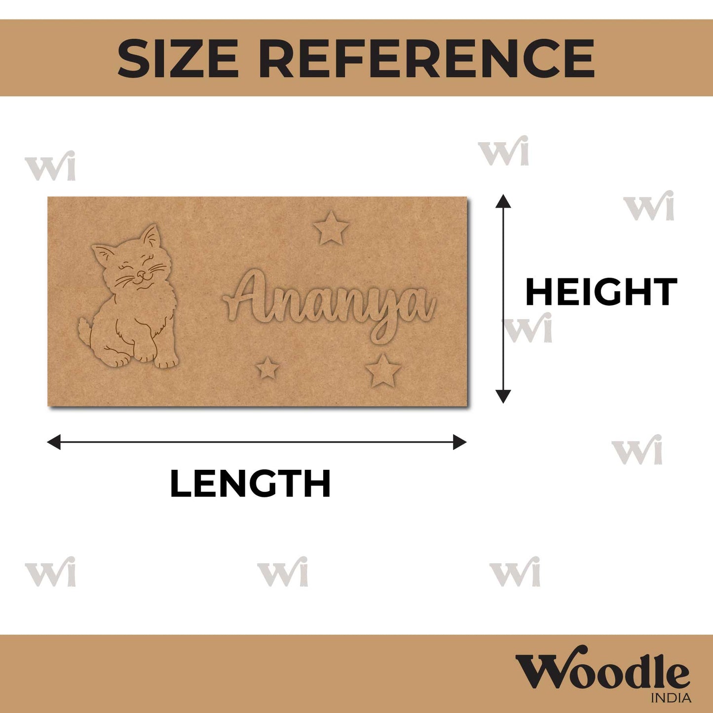 Cat Kids Nameplate MDF Design 1
