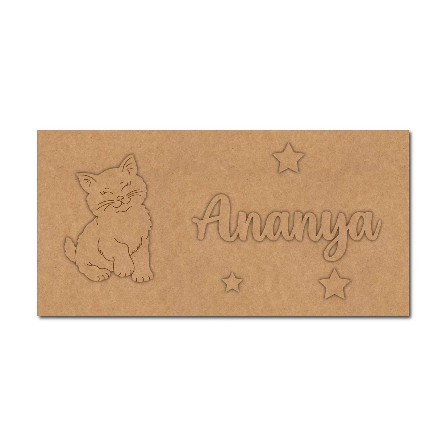 Cat Kids Nameplate MDF Design 1