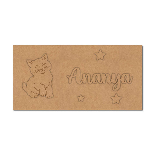 Cat Kids Nameplate MDF Design 1