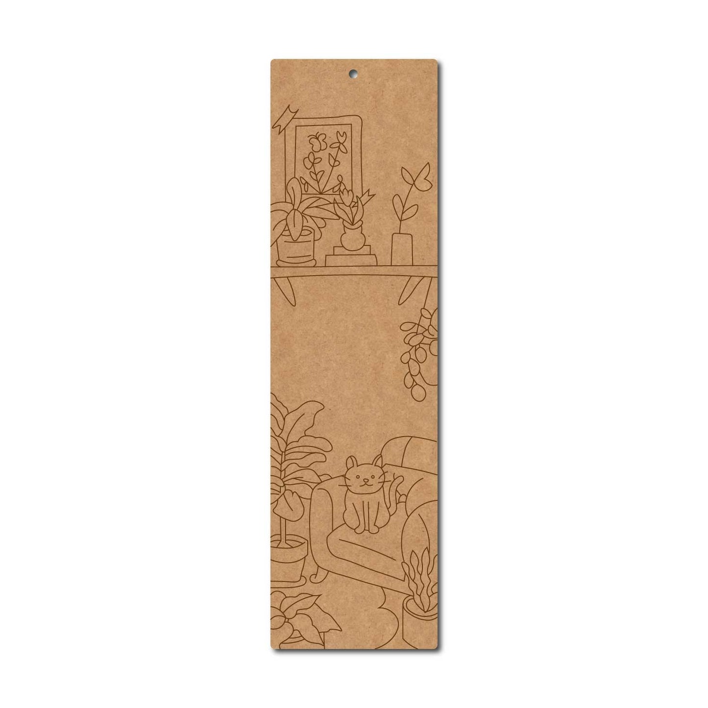 Cat Plants Bookmark Pre Marked MDF Design 1