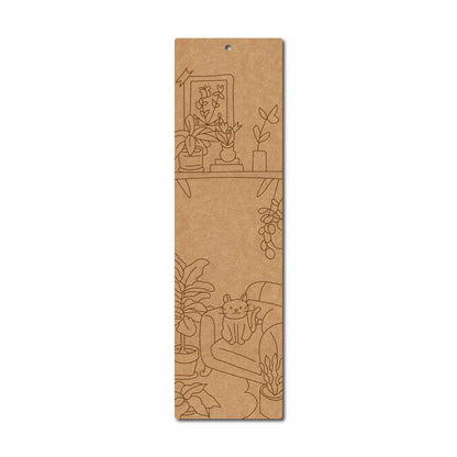 Cat Plants Bookmark Pre Marked MDF Design 1
