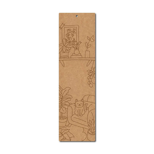 Cat Plants Bookmark Pre Marked MDF Design 1