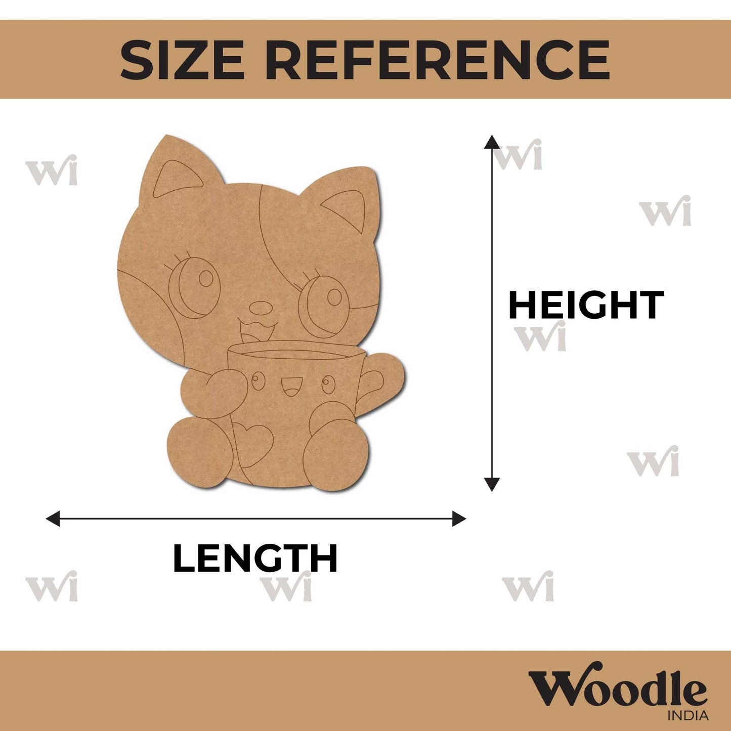 Cat With Cup Pre Marked MDF Design 1