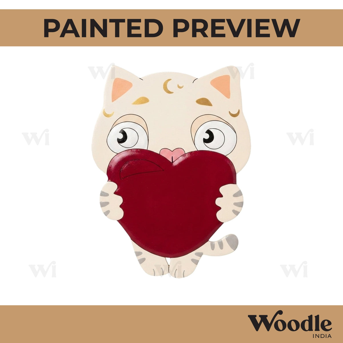 Cat With Heart Pre Marked MDF Design 1