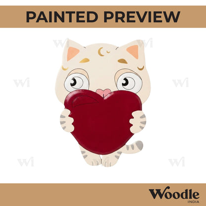 Cat With Heart Pre Marked MDF Design 1