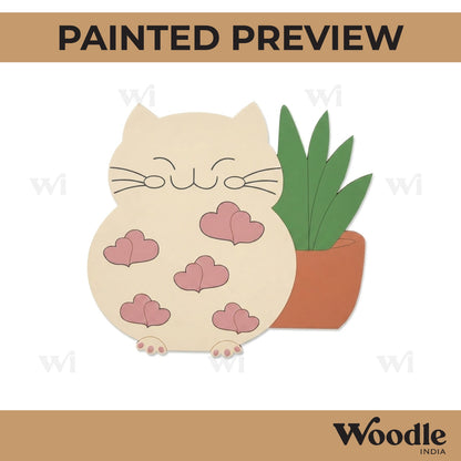 Cat With Plant Pre Marked MDF Design 1