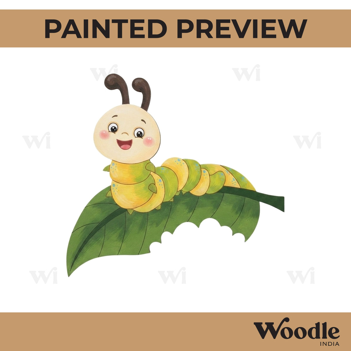 Caterpillar On A Leaf Pre Marked MDF Design 1