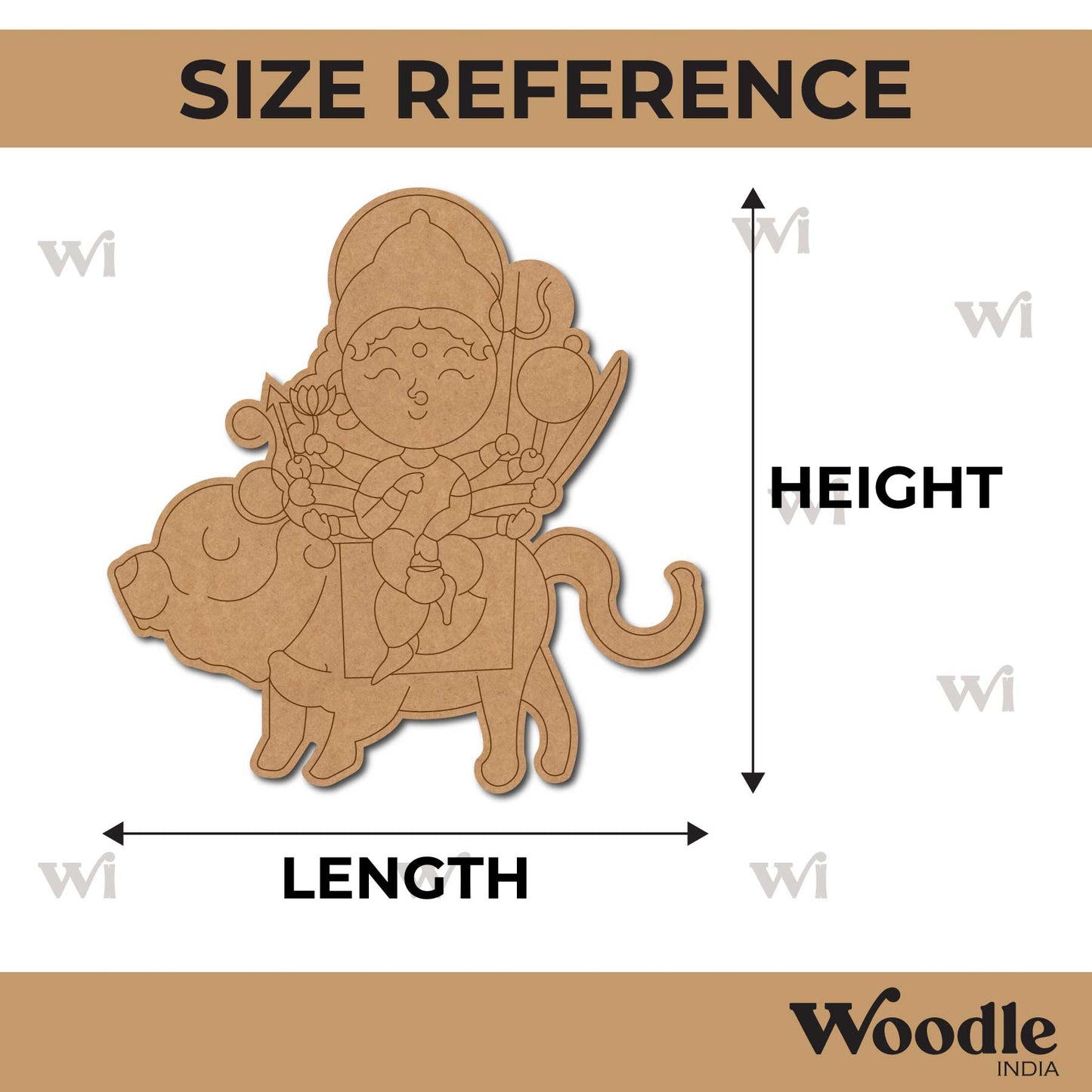 Chandraghanta Goddess Durga Pre Marked MDF Design 1