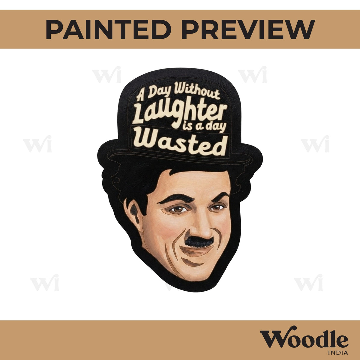 Charlie Chaplin Laughter Text Pre Marked MDF Design 1
