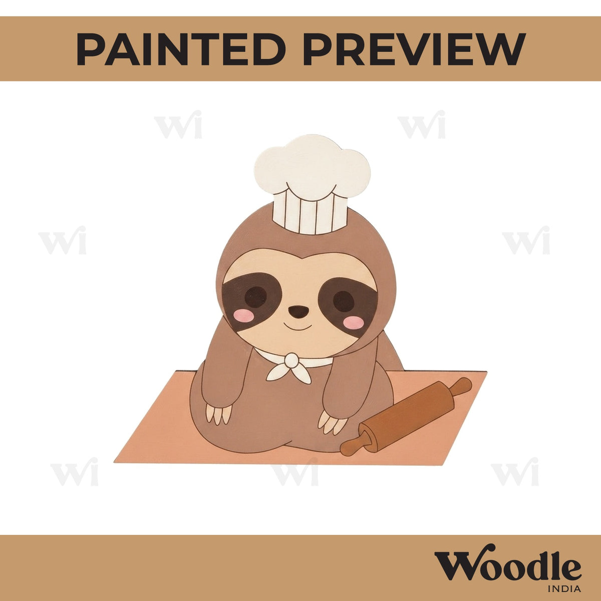 Chef Sloth Pre Marked MDF Design 1