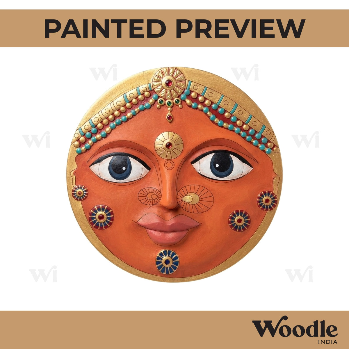 Cheriyal Mask Folk Art Pre Marked Round MDF Design 1