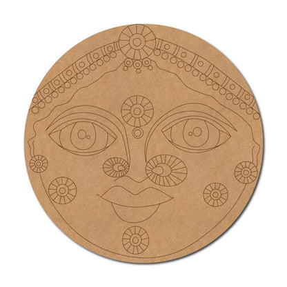 Cheriyal Mask Folk Art Pre Marked Round MDF Design 1