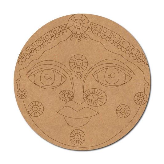 Cheriyal Mask Folk Art Pre Marked Round MDF Design 1