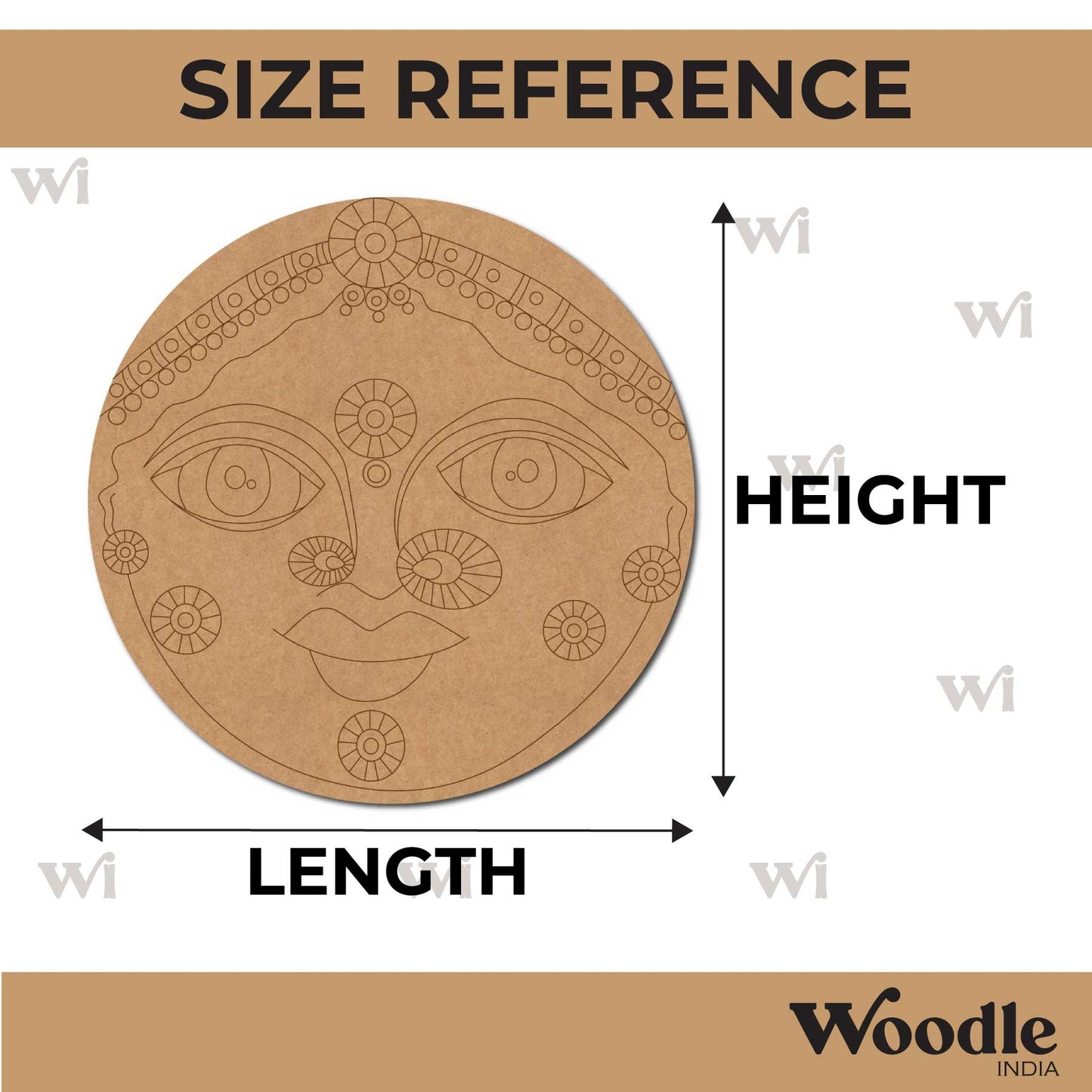 Cheriyal Mask Folk Art Pre Marked Round MDF Design 1