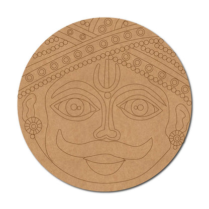 Cheriyal Mask Folk Art Pre Marked Round MDF Design 2