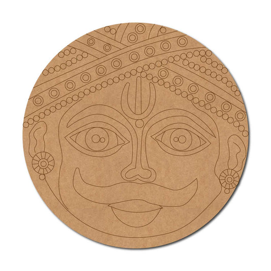 Cheriyal Mask Folk Art Pre Marked Round MDF Design 2