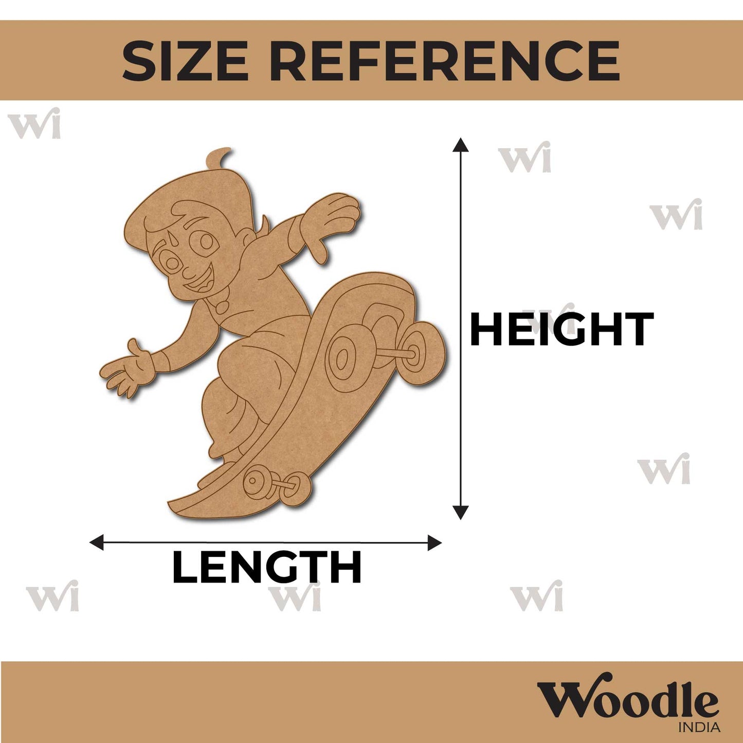 Chhota Bheem On Skateboard Pre Marked MDF Design 1