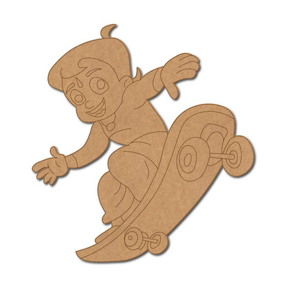 Chhota Bheem On Skateboard Pre Marked MDF Design 1