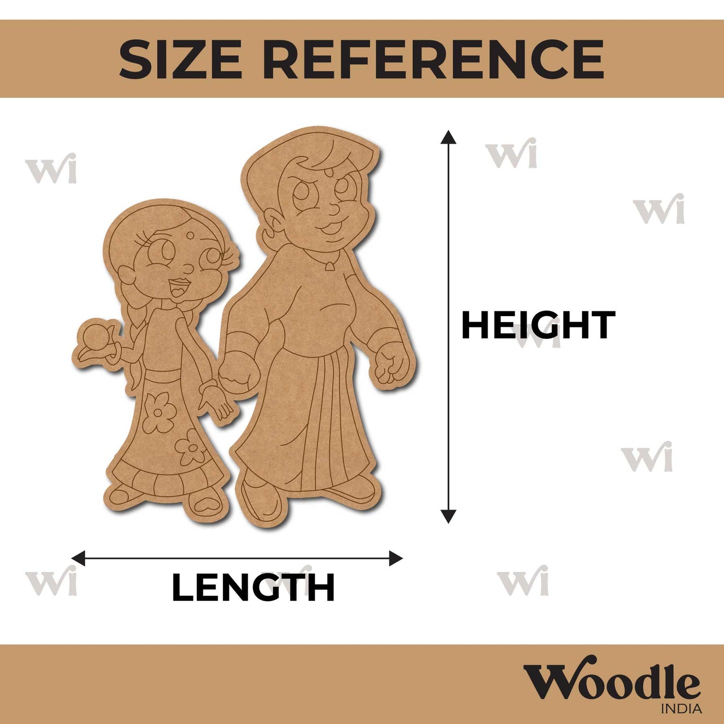 Chhota Bheem With Chutki Cartoon Pre Marked MDF Design 1