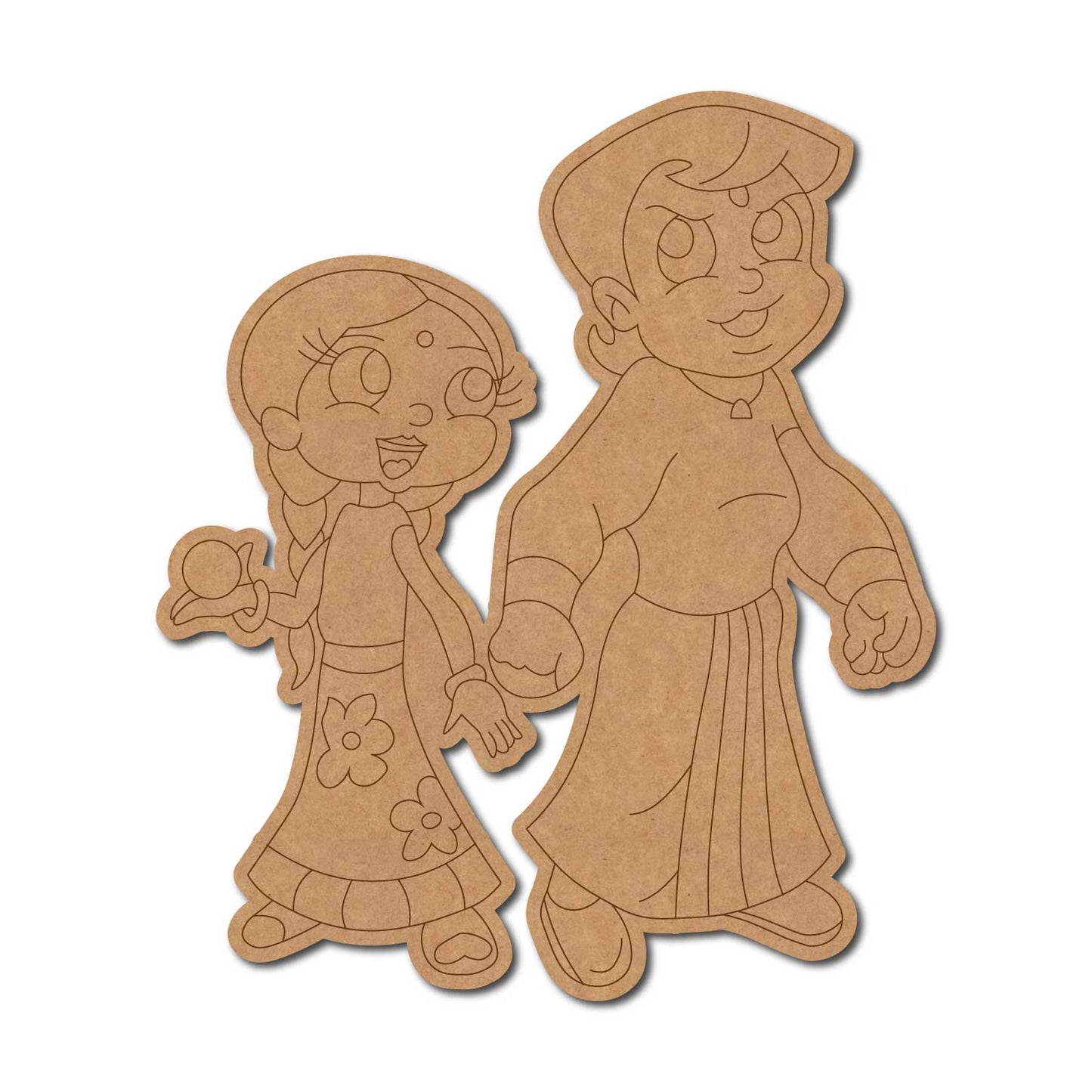 Chhota Bheem With Chutki Cartoon Pre Marked MDF Design 1