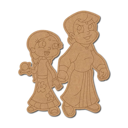 Chhota Bheem With Chutki Cartoon Pre Marked MDF Design 1