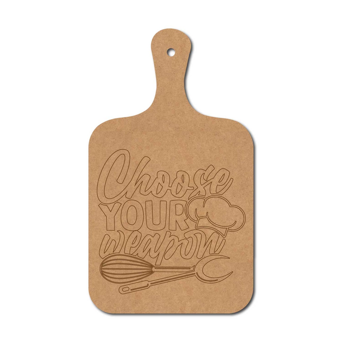 Choose Your Weapon Pre Marked Chopping Board MDF Design 1