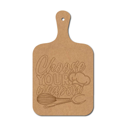 Choose Your Weapon Pre Marked Chopping Board MDF Design 1
