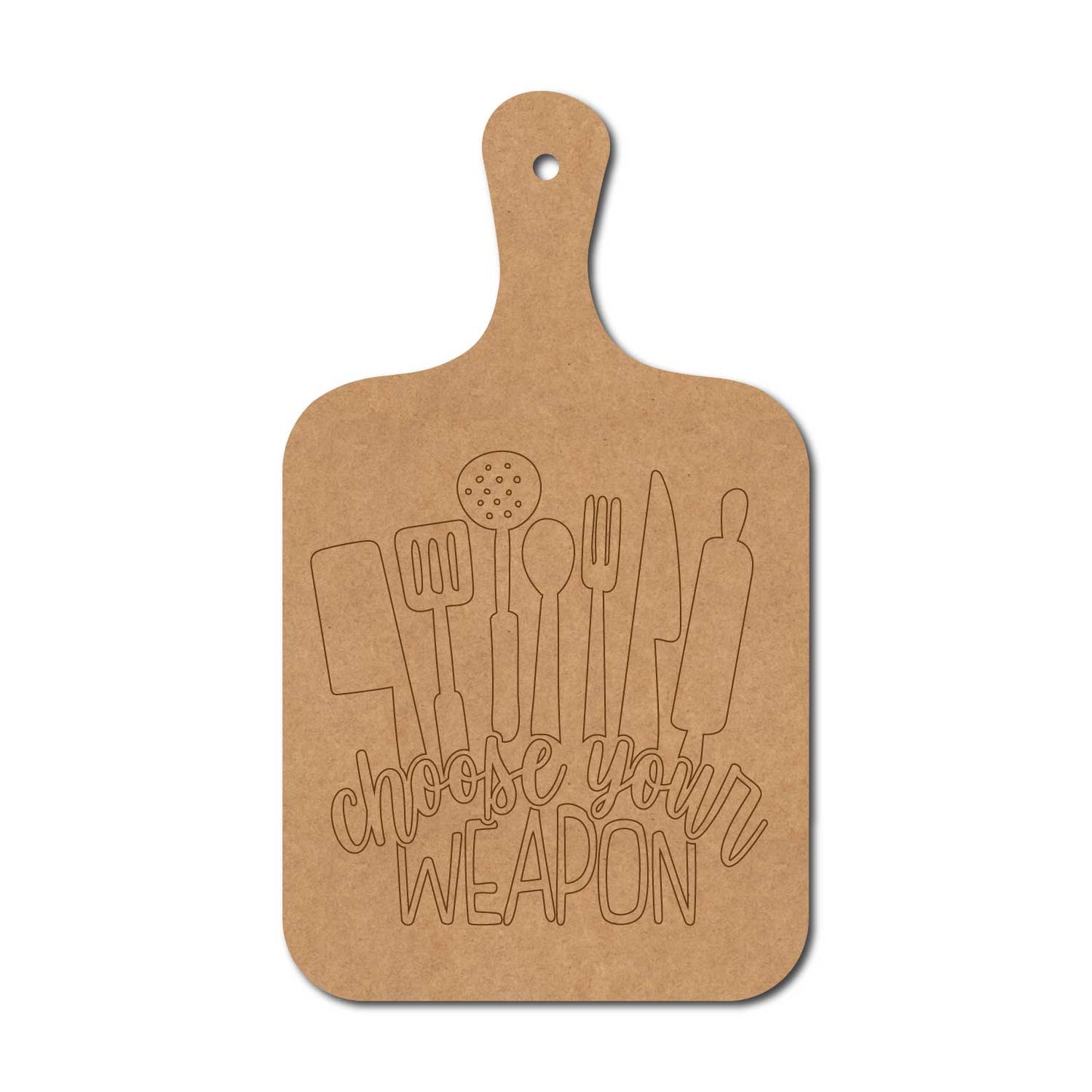 Choose Your Weapon Pre Marked Chopping Board MDF Design 2