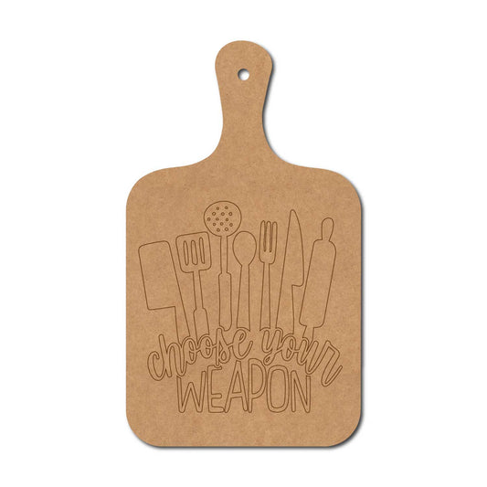 Choose Your Weapon Pre Marked Chopping Board MDF Design 2