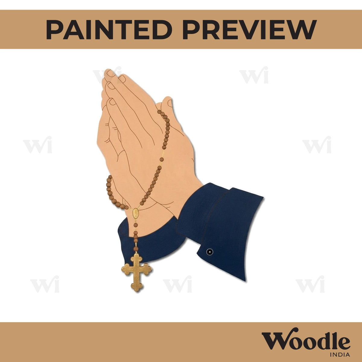 Christian Prayer Hands Rosary Pre Marked MDF Design 1