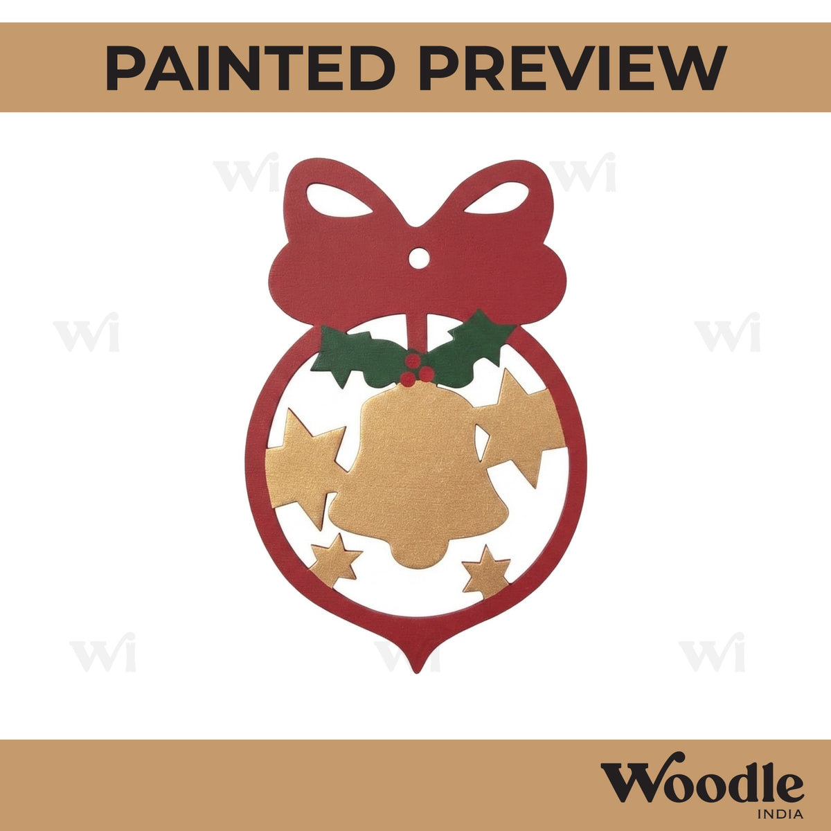 Christmas Bell Ornament Cutout MDF Design 1