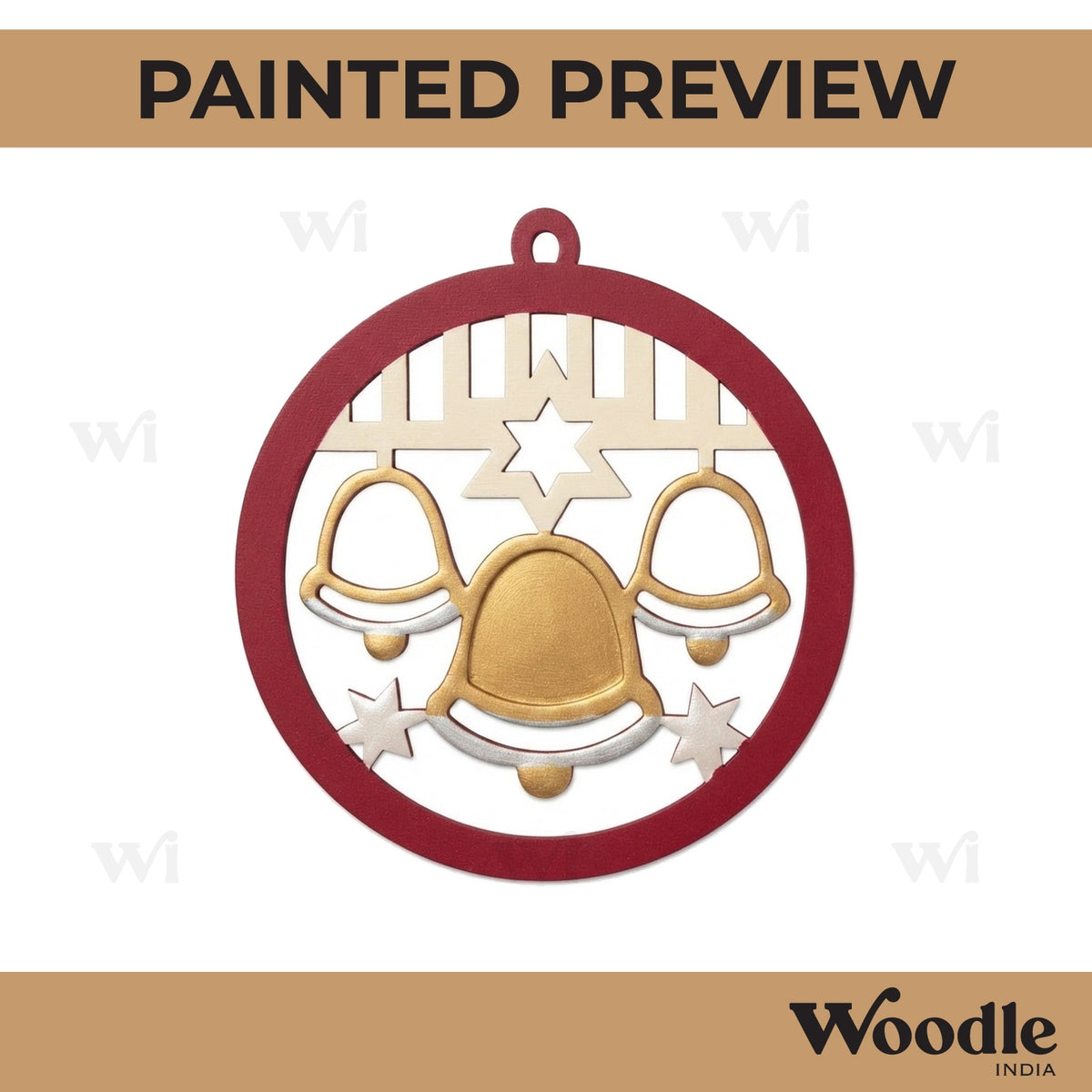 Christmas Bells Ornament Cutout MDF Design 1