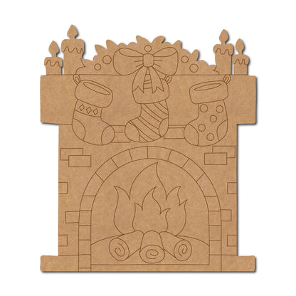 Christmas Fireplace Pre Marked MDF Design 1