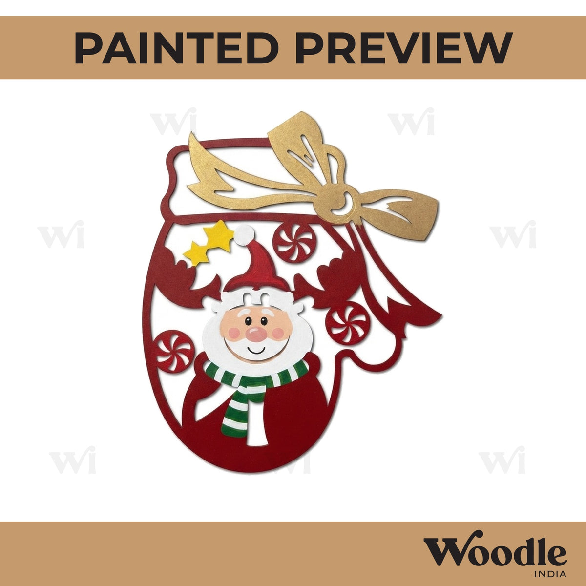 Christmas Glove Cutout MDF Design 1