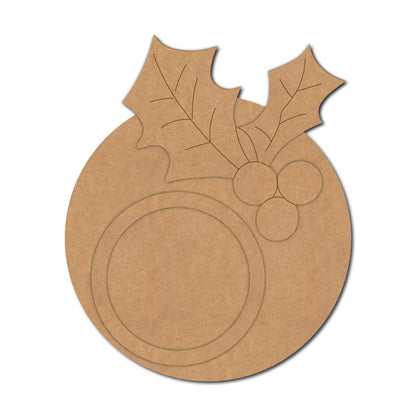 Christmas Holly Berries Diya Tealight Holder Pre Marked MDF Design 1