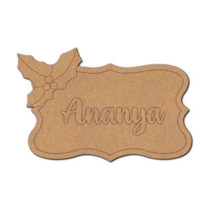 Christmas Holly Berries Nameplate MDF Design 1