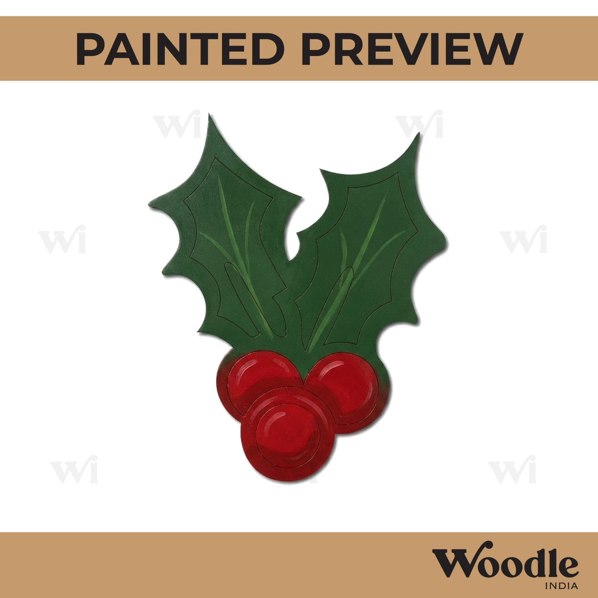 Christmas Holly Berries Pre Marked MDF Design 1