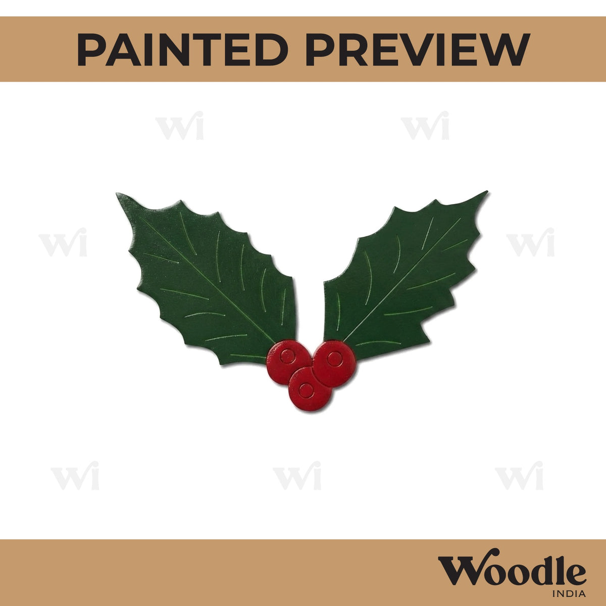 Christmas Holly Berries Pre Marked MDF Design 3