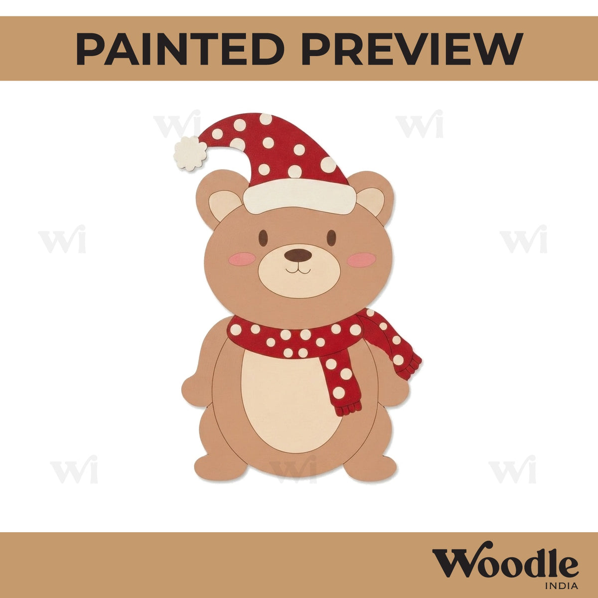 Christmas Teddy Bear Pre Marked MDF Design 1