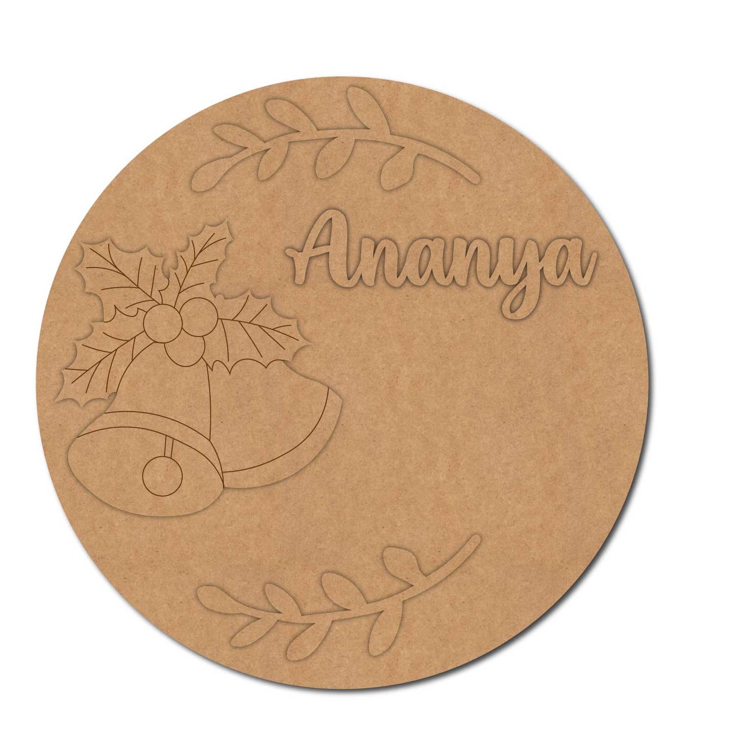 Christmas Theme Round Nameplate MDF Design 1