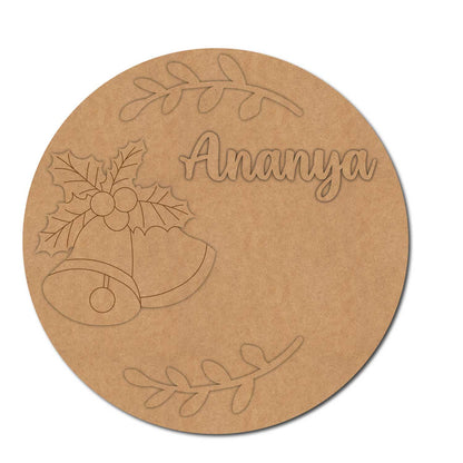 Christmas Theme Round Nameplate MDF Design 1